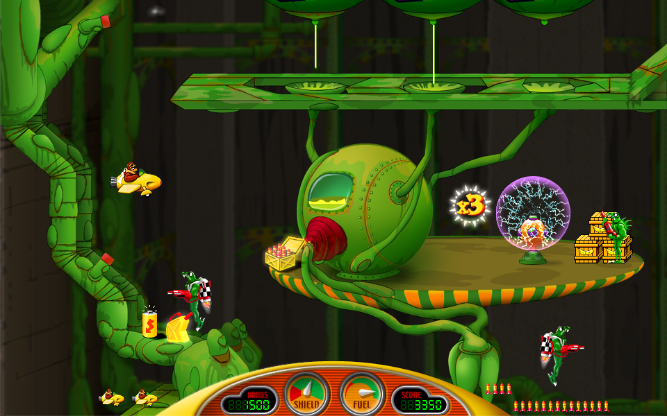 Screenshot of Captain Bumper 2.0 game at level 3 - The Zeurbs' Factory