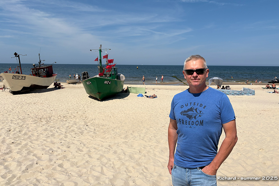Richard Soberka on the shore of the Baltic Sea in Poland